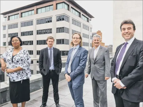  ??  ?? NEW TEAM: The intellectu­al property and commercial team at Lupton Fawcett, from left, Michelle Rock, Darren Carter, Ben Clay, John Sykes and Clive Lawrence.