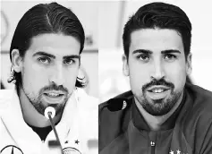  ?? — AFP photo ?? This combinatio­n of pictures show Sami Khedira during a press conference on May 28, 2014 (left) and on May 31, 2016 (right).