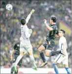  ?? AFP ?? Malaysia goalkeeper Haziq Nadzli punches the ball into his own net in the SEA Games final against Thailand on Tuesday night.