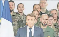  ?? Picture: Bob Edme/Pool via REUTERS ?? French President Emmanuel Macron delivers his New Year address to the French Army, at the
Mont-de-Marsan air base, France on Friday.