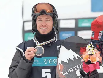  ?? HAN MYUNG-GU, GETTY IMAGES ?? Shaun White finished second Saturday in the World Cup men’s halfpipe finals in Pyeongchan­g.