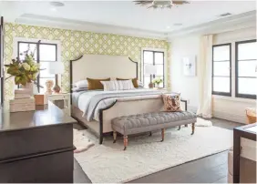  ??  ?? The guest bedroom in the Property Brothers’ newly renovated home in L.A. boasts more than all the comforts. GILLES MINGASSON/VERBATIM PHOTO