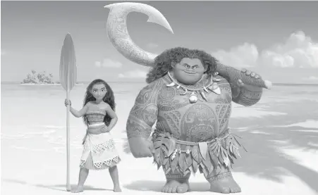  ??  ?? Moana, left, and Maui in Moana, the Disney movie about a young Pacific Island princess who dreams of becoming an ocean navigator.