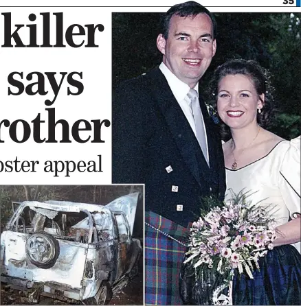  ??  ?? For years Peter Morris believed his sister’s death in a car crash, above, was an accident
WEDDING: Eight months later, Malcolm Webster killed Claire