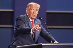  ?? AP ?? President Donald Trump makes a point during the final presidenti­al debate.