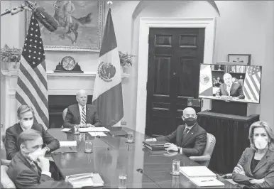  ??  ?? El presidente de Estados Unidos, Joe Biden, durante la reunión virtual que sostuvo con su homólogo mexicano, Andrés Manuel López Obrador
