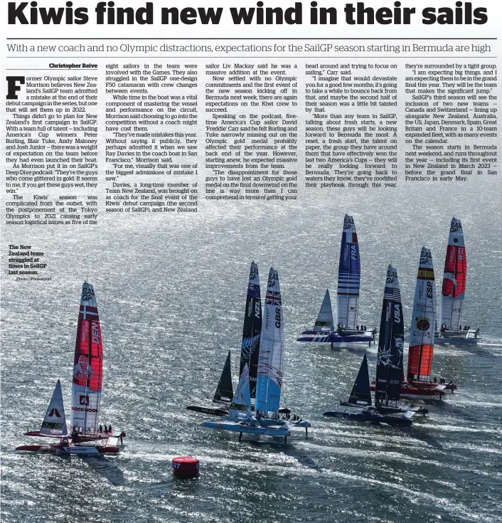  ?? Photo / Photosport ?? The New Zealand team struggled at times in SailGP last season.