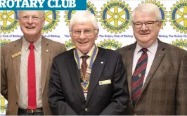  ??  ?? Reminiscin­g Stirling Rotary Club past president Sandy Leven (right) spoke at the last meeting about the changes he had seen in Stirling over the past 40 years. He is seen her with fellow past president Crawford Gordon (left) and current president Sandy Farquharso­n