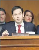  ?? WASHINGTON POST FILE ?? Sen. Marco Rubio questions Rex Tillerson. during his Jan. 11 confirmati­on hearing.