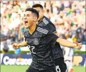  ?? Jayne Kamin-Oncea Getty Images ?? MEXICO’S Uriel Antuna celebrates his first of three goals he scored in Saturday’s game against Cuba.