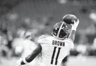  ?? MATT PATTERSON/AP ?? Tennessee Titans wide receiver A.J. Brown during player warmups before a game against the Houston Texans on Jan. 9 in Houston.