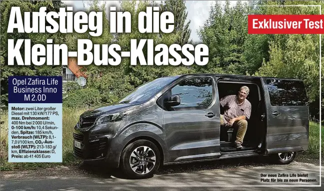  ??  ?? Der neue Zafira Life bietet Platz für bis zu neun Personen.