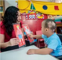  ?? AFP ?? An Egyptian boy with disability does activities at the SETI centre in the capital Cairo —