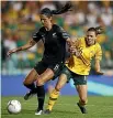  ??  ?? Matches between New Zealand Australian football teams may increase after their joint bid to host the 2023 Women’s World Cup. GETTY IMAGES