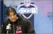  ?? AJ MAST — THE ASSOCIATED PRESS ?? Clemson linebacker Isaiah Simmons speaks during a press conference at the NFL football scouting combine in Indianapol­is on Feb. 27, 2020.