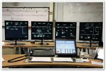  ??  ?? The control desk at Inverness Signalling Centre controls train movements over 232 miles of railway. A trial to split the control panel in two between lines to Wick and Kyle of Lochalsh was under way at the time of the writing, to try to increase...