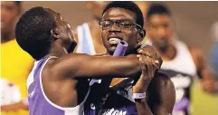  ?? FILE ?? Kingston College celebratin­g their victory in last year’s 4x400m final at the 2017 Gibson McCook Relays.