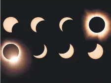  ?? ?? Secuencia de fotos tomada al eclipse solar en Norteaméri­ca. AFP