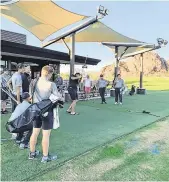  ??  ?? Guest star: Phil Mickelson drops in on Olivia Mehaffey (below) and the Sun Devils at ‘The Bird’