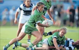  ??  ?? High speed: Selica Winiata was the hero for Manawatu in the national sevens final against Auckland yesterday, scoring two tries.