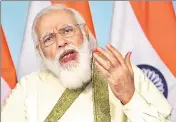  ?? ANI ?? PM Narendra Modi speaks via video link at an event to mark the centenary year of Aligarh Muslim University on Tuesday.