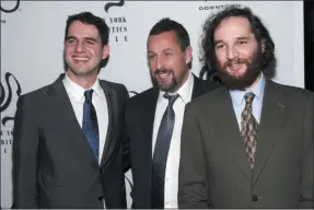  ?? CHARLES SYKES ?? Benny Safdie, left, Adam Sandler and Josh Safdie attend the New York Film Critics Circle Awards at TAO Downtown on Tuesday, Jan. 7, 2020, in New York.