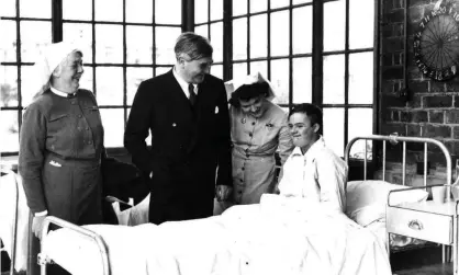 ?? Photograph: Trafford Healthcare NHS/PA ?? Aneurin Bevan (second left) on a visit to Park hospital, Davyhulme, Manchester, to launch the NHS.