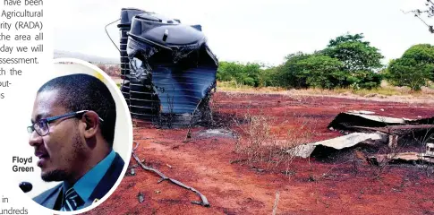  ?? ANTHONY FOSTER ?? Floyd Green
Fire ravished hundreds of acres of farmlands in St Elizabeth.