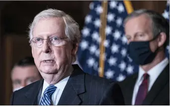  ?? SARAH SILBIGER — POOL VIA AP ?? Senate Majority Leader Mitch McConnell of Kentucky does not appear to have enough Republican support for a broader stimulus plan.