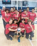  ?? RANDY ATIYEH ?? Former Dieruff standout athlete Sonya (Horbowyj) Kustafic poses with her Trexler Middle School boys volleyball team after a match at Dieruff. Kustafic died earlier this week. She was 62.