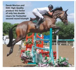  ??  ?? Derek Morton and KBS High Quality produce the faster of only two double clears for Foxhunter second round triumph