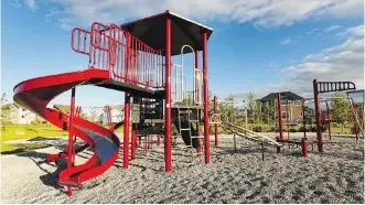  ?? COURTESY BORDEAUX DEVELOPMEN­TS ?? A playground in one of the open green spaces at Ranchers’ Rise.