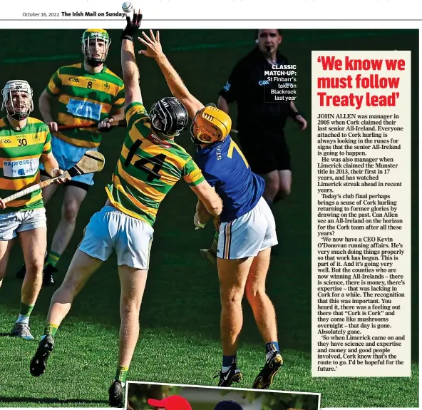  ?? ?? CLASSIC MATCH-UP: St Finbarr’s take on Blackrock last year