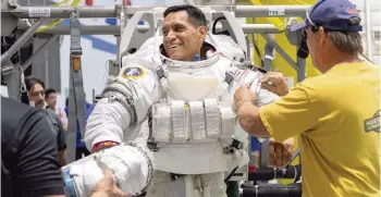  ?? JOSH VALCARCEL NASA ?? Frank Rubio, who graduated Friday as part of the first class of astronaut candidates in the Artemis program at Johnson Space Center in Houston, is pictured during training in July 2018. Rubio is a graduate of Miami Sunset High.