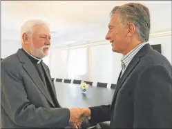  ?? PRESIENCIA ?? GALLAGHER. El “canciller” vaticano visitó ayer a Macri en Olivos.