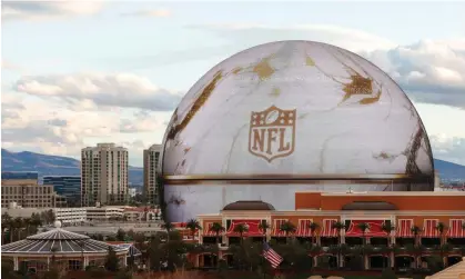  ?? ?? The NFL logo is displayed on the Las Vegas Sphere in the run-up to this weekend’s Super Bowl. Photograph: Caroline Brehman/EPA