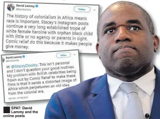  ??  ?? ®ÊSPAT: David Lammy and the online posts