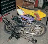  ??  ?? Pit bike in bits...
