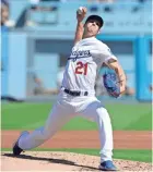  ??  ?? Dodgers starting pitcher Walker Buehler delivers against the Rockies during their NL West tiebreaker.