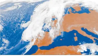  ?? M. G. ?? Captura de la imagen por satélite de la Aemet en la noche de ayer.