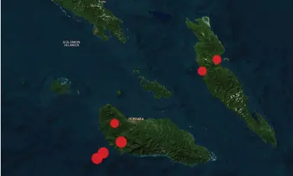  ?? ?? Multiple earthquake­s hit Solomon Islands, briefly triggering a tsunami warning, on Tuesday. Photograph: Geoscience Australia