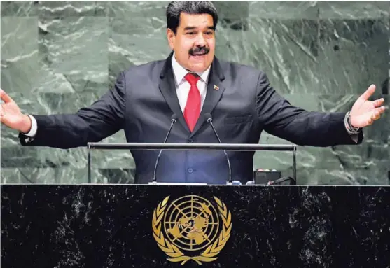  ?? AFP ?? El presidente venezolano, Nicolás Maduro, emitió este miércoles su discurso ante la Asamblea General de la ONU.