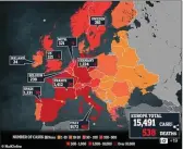  ??  ?? Harta e përhapjes së virusit në Europë