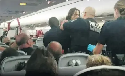  ??  ?? Brandon Courneyea had to be removed from a Toronto-bound aircraft during an emergency stop in Orlando. He will be sentenced in September after pleading guilty to interferen­ce with a flight attendant.