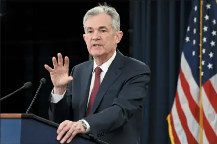  ?? SUSAN WALSH — THE ASSOCIATED PRESS FILE ?? Federal Reserve Chairman Jerome Powell speaks at a news conference in Washington, D.C. With the Federal Reserve considered sure to leave interest rates unchanged Wednesday, investors will be looking to hear Powell sound a reassuring theme that a pause in the Fed’s rate hikes could last a while.