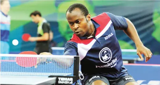  ??  ?? Nigeria and Africa’s number one table tennis player, Aruna Quadri returns a serve during a match