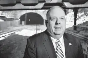  ?? AMY DAVIS/BALTIMORE SUN ?? Gov. Larry Hogan says he’s spoken with President Barack Obama and Vice President Joe Biden about federal funding for the expansion of the Howard Street Tunnel.