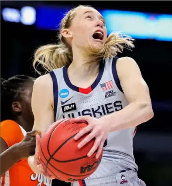  ?? Associated Press ?? Paige Bueckers, only a freshman, is a candidate for player of the year and the latest in a long line of superstars at Connecticu­t.