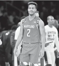  ?? FRANK FRANKLIN II/ASSOCIATED PRESS ?? “I just thought about Carmelo Anthony the whole time, and I was good,” said Maryland’s Melo Trimble, who was playing in Madison Square Garden for the first time.