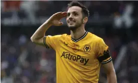  ?? ?? Pablo Sarabia celebrates his winning goal. Photograph: Andy Shaw/ProSports/Shuttersto­ck